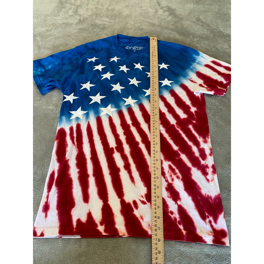 Liquid Blue Mens American Flag Tie Dye T-Shirt Blue Red White Sz M 2002 Vintage - Picture 6 of 8